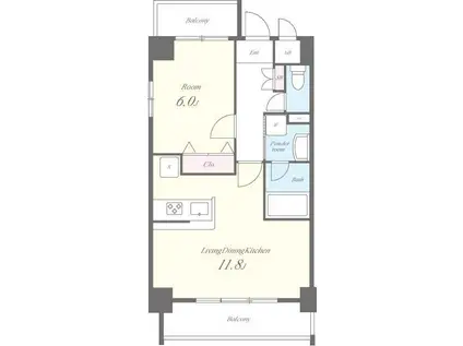 ヴォヤージュ(1LDK/2階)の間取り写真