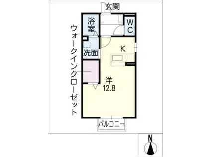 ヴィラ赤坪(ワンルーム/2階)の間取り写真