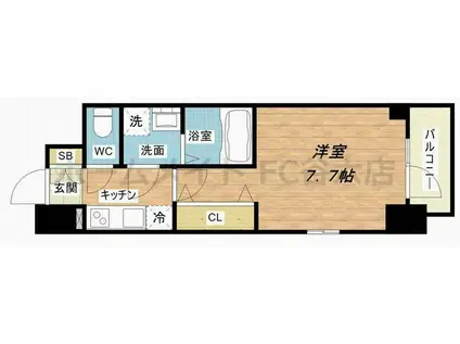 エスリード本町レジデンス(1K/4階)の間取り写真