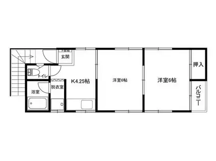ベルワン(2K/2階)の間取り写真