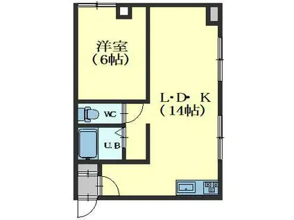 ヒルトン函館新川(1LDK/3階)の間取り写真
