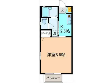 レフィナード(1K/2階)の間取り写真