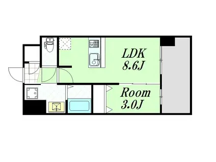 エスリード江坂アンムート(1LDK/8階)の間取り写真
