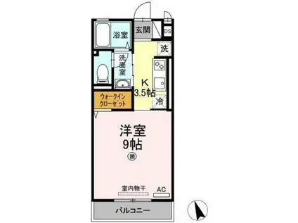 グランモア西風(1K/2階)の間取り写真