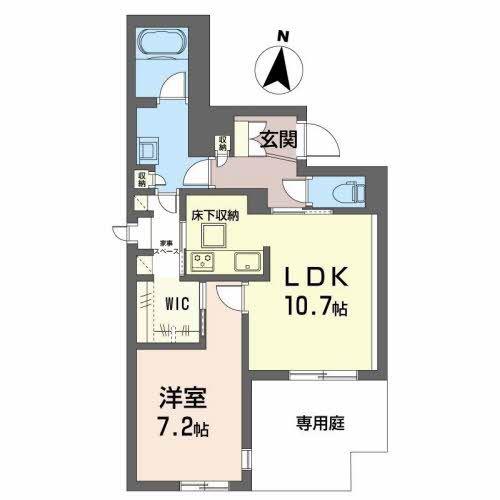 梅ノ木ソレアード(1LDK/1階)の間取り写真