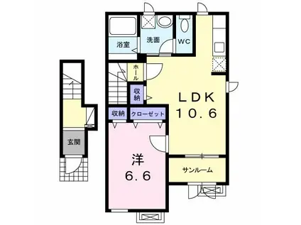クラール高堂(1LDK/2階)の間取り写真