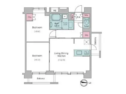 レジディア新宿イーストII(2LDK/8階)の間取り写真