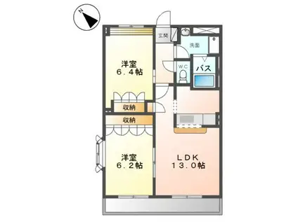 グローリアス・キャッスルII(2LDK/2階)の間取り写真
