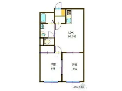クレセント道三(2LDK/3階)の間取り写真