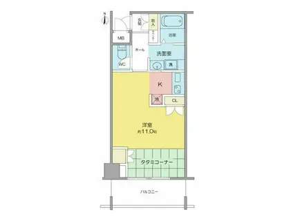 鶴舞ガーデンコート(1K/13階)の間取り写真