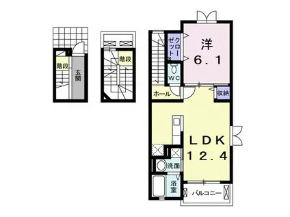 プラシード カーサI(1LDK/3階)の間取り写真