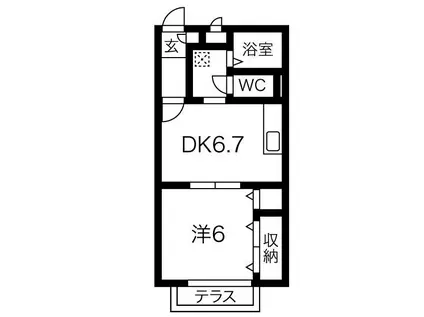 グレイス学園前(1DK/2階)の間取り写真