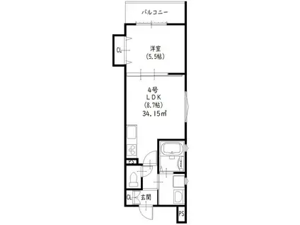 クリエオーレ藤阪中町I(1LDK/3階)の間取り写真