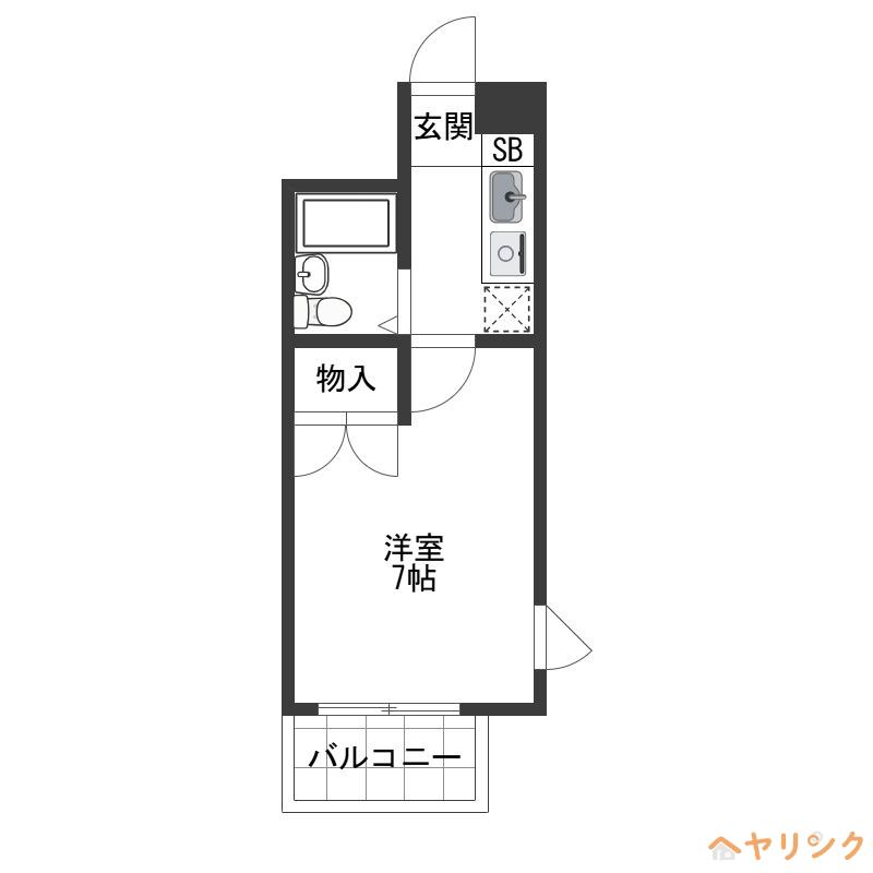 BES岩塚コート(1K/3階)の間取り写真