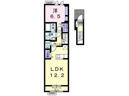 ヴィオーラ大門(1LDK/2階)の間取り写真