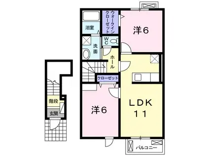 メゾン ド アオギリ(2LDK/2階)の間取り写真
