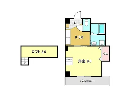 ハーモナイズかもべ(1K/3階)の間取り写真