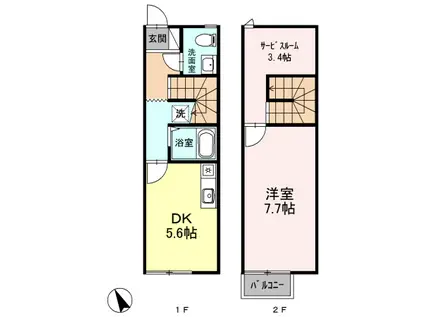 グランドワークス上牧(1SDK/1階)の間取り写真