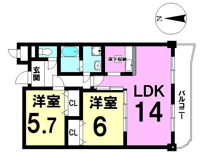 フェニックス(2LDK/8階)の間取り写真