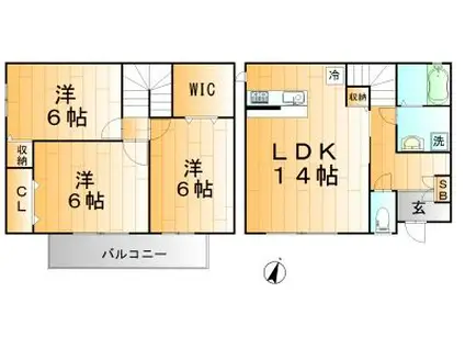プロヴァンス・ドミールA(3LDK/1階)の間取り写真
