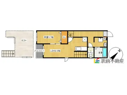 エクラタント大牟田(1LDK/2階)の間取り写真