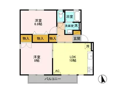 スプリングパーク横田E(2LDK/2階)の間取り写真