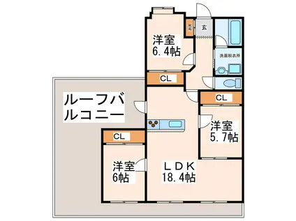 インフィニティ野中(3LDK/8階)の間取り写真
