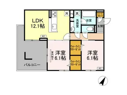 フェリーチェ(2LDK/2階)の間取り写真
