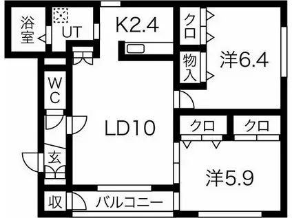 グランピア山の手(2LDK/2階)の間取り写真