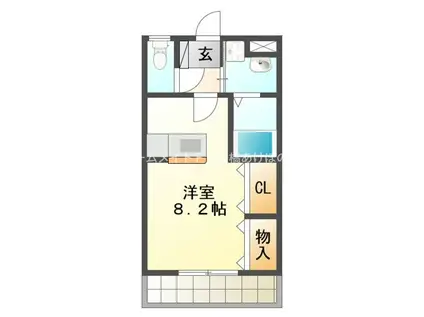 ブロードタウン神野II C(ワンルーム/1階)の間取り写真