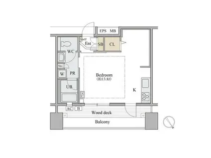 シャレール広尾1号棟(ワンルーム/4階)の間取り写真