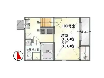 クローバーガーデン(1K/1階)の間取り写真