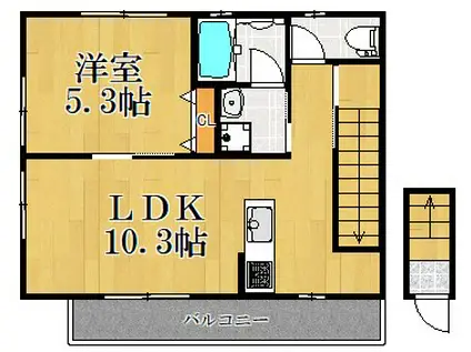 オリーブハイツ(1LDK/2階)の間取り写真