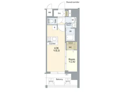 エスリード志賀本通ザ・フロント(1LDK/6階)の間取り写真