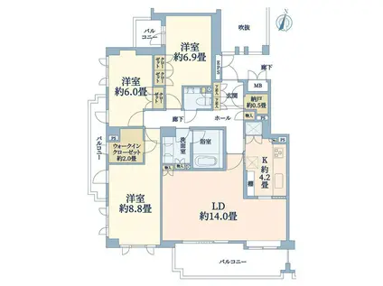 テラス西荻窪(3LDK/1階)の間取り写真