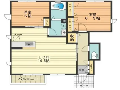 ガーデンヴィラA(2LDK/1階)の間取り写真