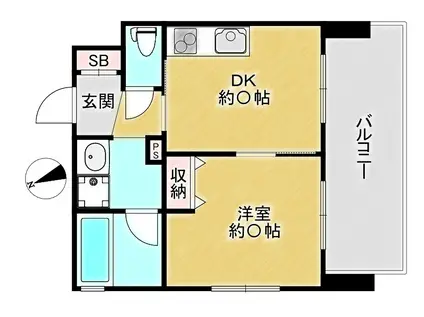 プリオーレ新開地(1DK/7階)の間取り写真