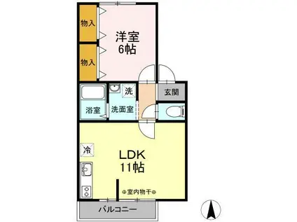 エステート将軍野(1LDK/2階)の間取り写真