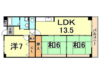 スエルテ松田(3LDK/3階)の間取り写真