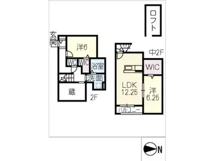 地下鉄名城線 黒川駅(愛知) 徒歩10分 2階建 新築(2LDK/2階)の間取り写真