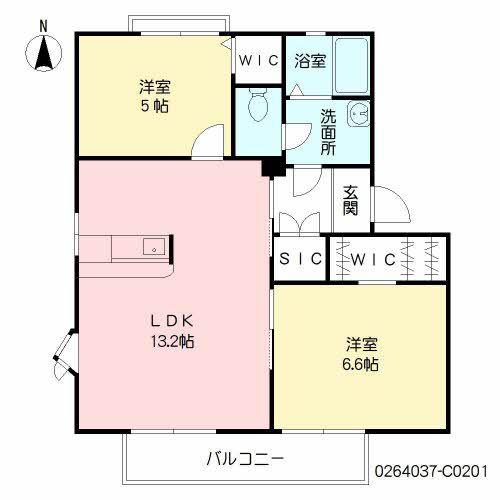 フレグランスイーストC(2LDK/2階)の間取り写真