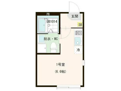 THE CUBE 千住緑町(ワンルーム/1階)の間取り写真
