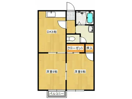 ソレアード行永(2DK/1階)の間取り写真