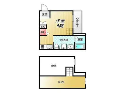 アプローゼ(ワンルーム/1階)の間取り写真