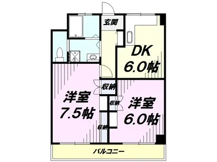 クレールOS(2DK/3階)の間取り写真
