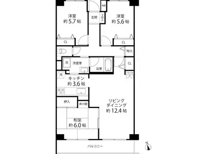 ティーズ ガーデン横浜岸根公園(3LDK/1階)の間取り写真