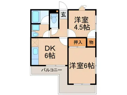 コーポメープル(2DK/2階)の間取り写真