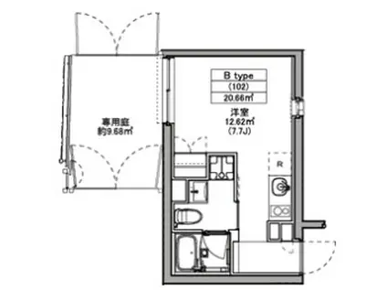 ASTILE世田谷松原(ワンルーム/1階)の間取り写真