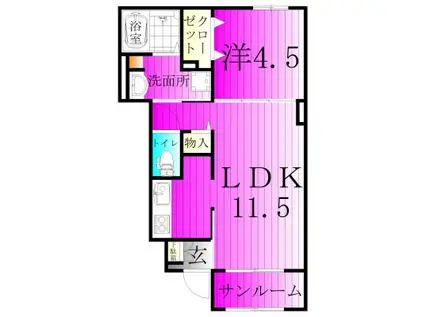 リリーモンターニュB(1LDK/1階)の間取り写真