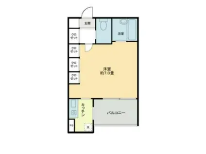 カルトゥーシュ芦花(1K/2階)の間取り写真